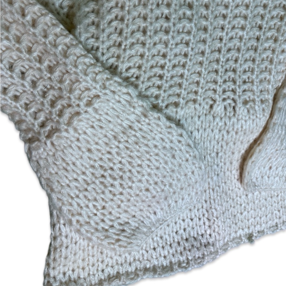 PINK LILY Women's Open Front Ivory Loose Weave Cardigan - Picture 7 of 7